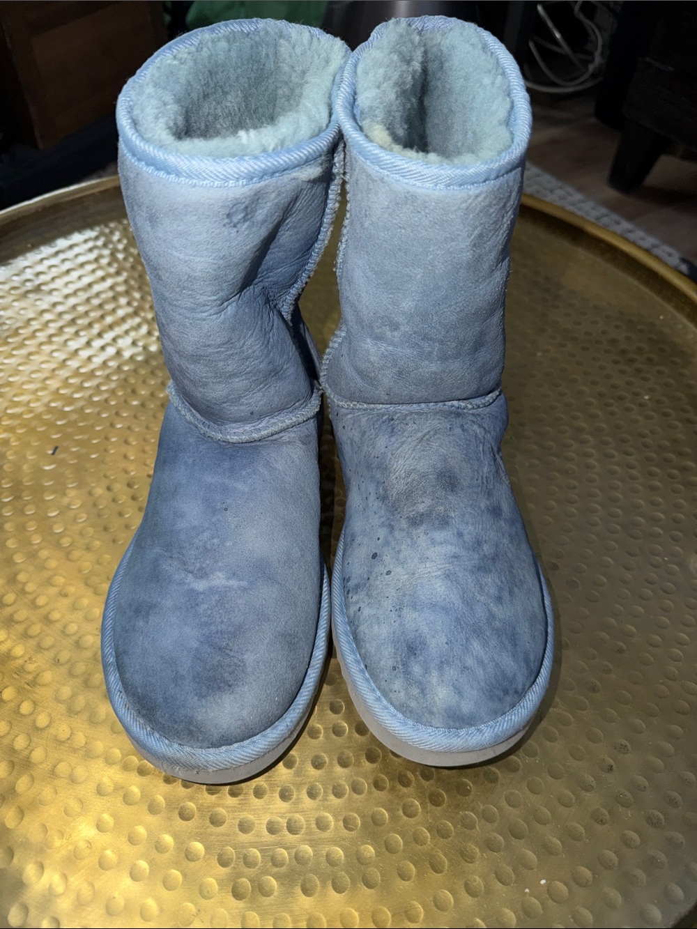 UGG Light Blue Suede Classic Short Boots